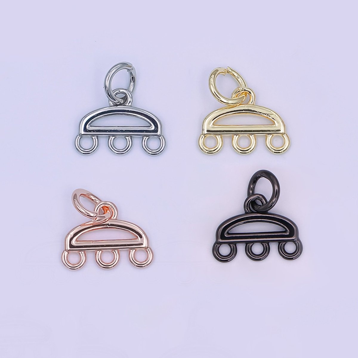 24K Gold Filled Triple Loop Drop Charm Finding in Gold, Silver, Rose Gold & Black | Z1145 Z1146 - DLUXCA