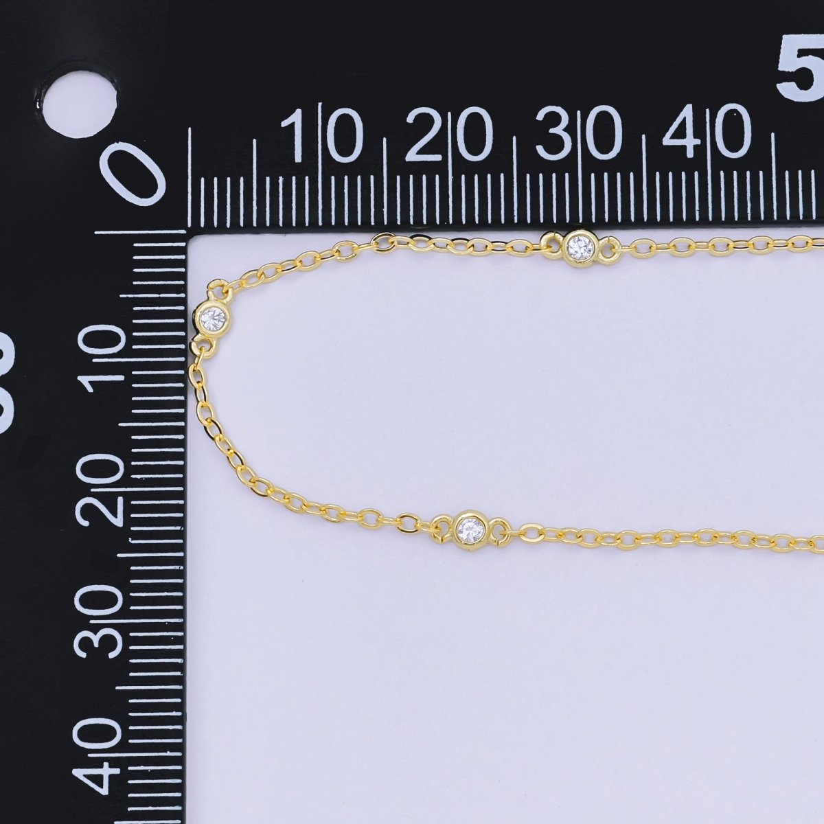 24K Gold Filled Triple Micro Paved CZ Highlights Contemporary Anchor Link Chain Necklace 18.1 Inch | WA - 3361 - DLUXCA