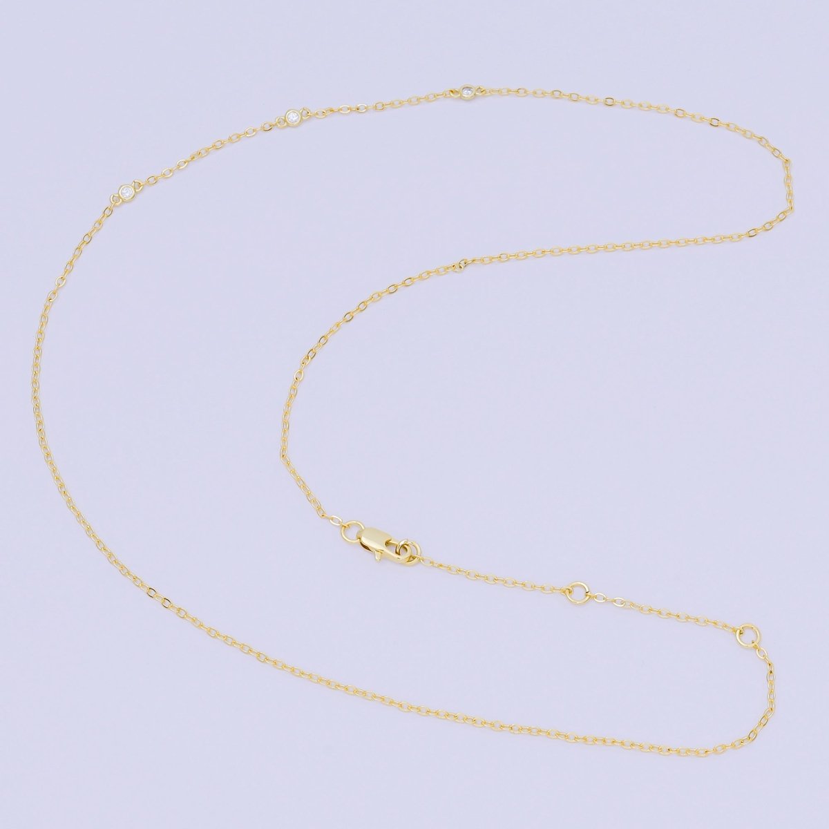 24K Gold Filled Triple Micro Paved CZ Highlights Contemporary Anchor Link Chain Necklace 18.1 Inch | WA - 3361 - DLUXCA