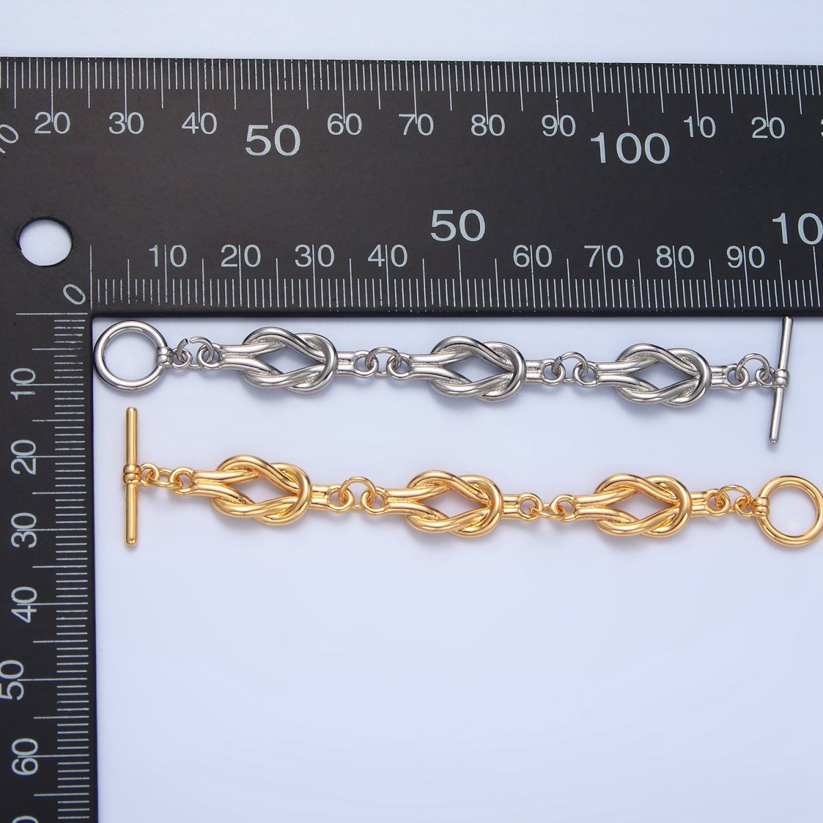 24K Gold Filled Triple Tied Knot Minimalist Toggle Clasps Closure Findings in Gold & Silver | Z996 Z997 - DLUXCA