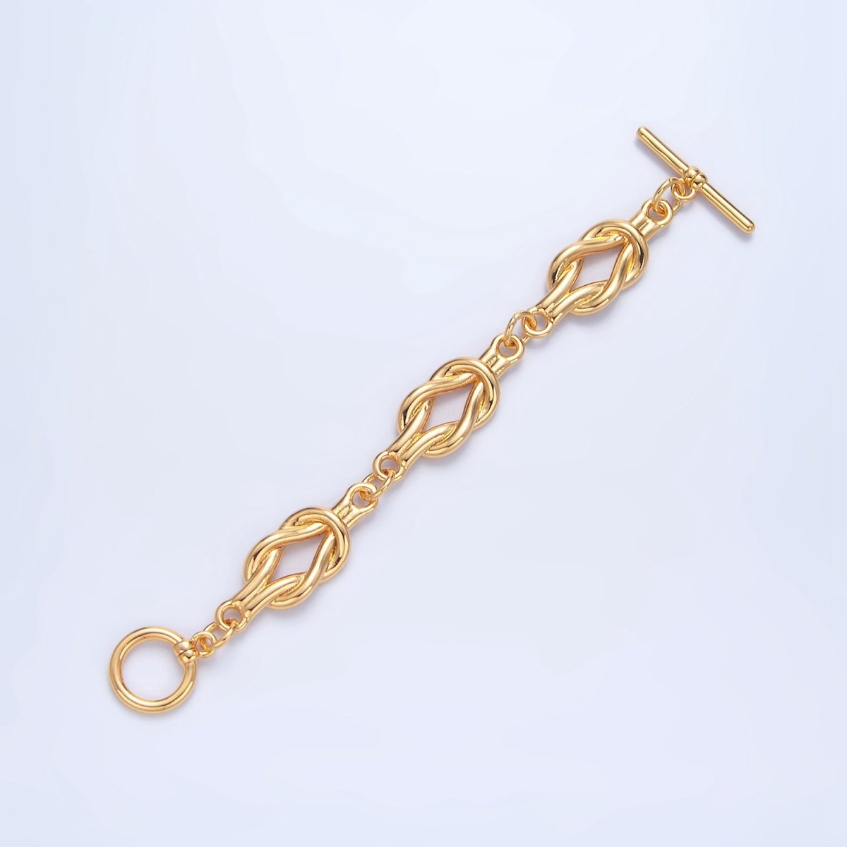 24K Gold Filled Triple Tied Knot Minimalist Toggle Clasps Closure Findings in Gold & Silver | Z996 Z997 - DLUXCA