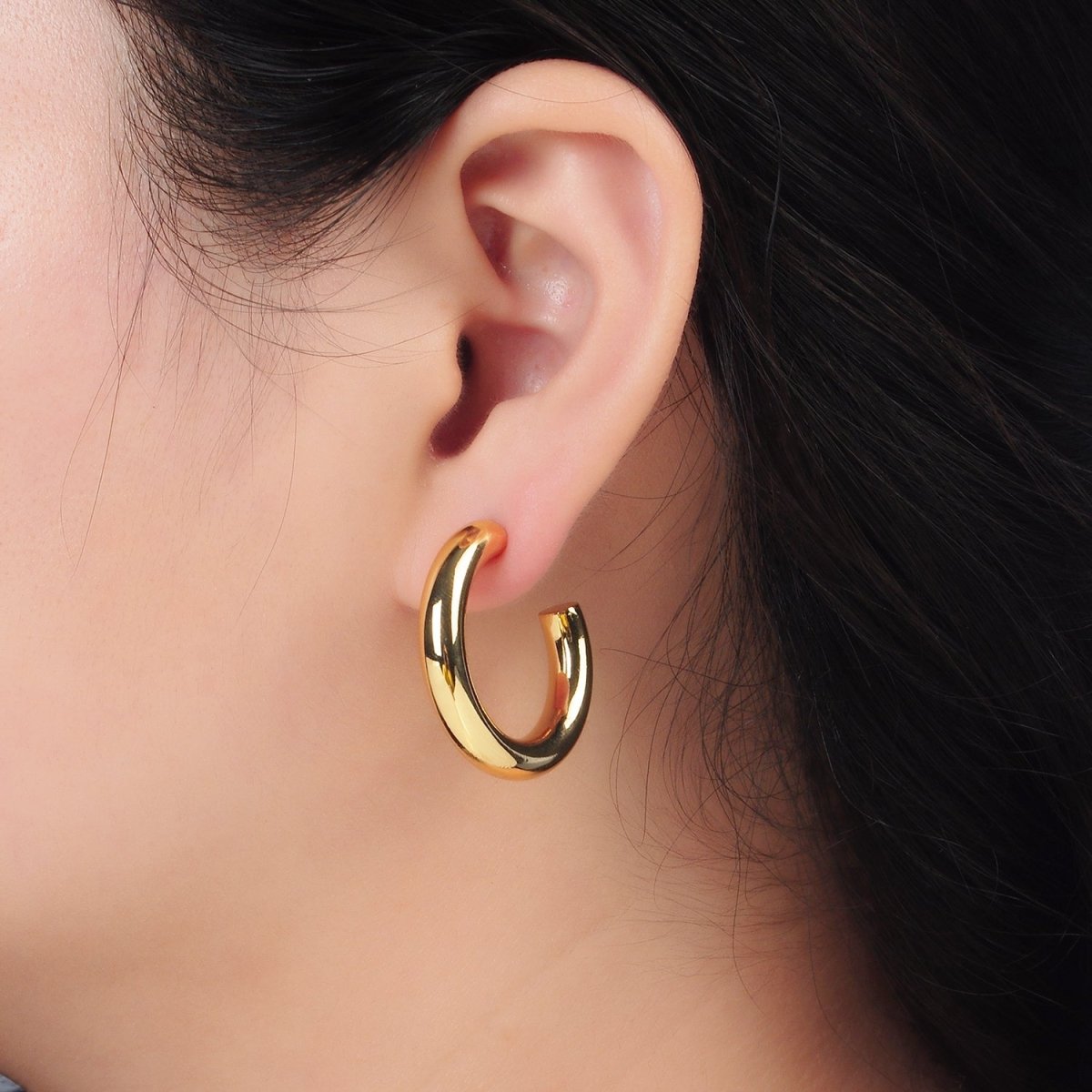 24K Gold Filled Tube Hoop Earrings | AD - 645 - DLUXCA