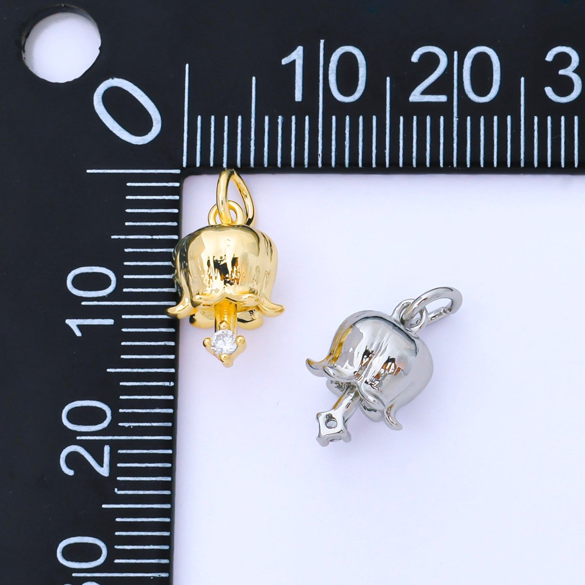 24k Gold Filled Tulip Flower with CZ Tiny Charm | AF1547 - DLUXCA