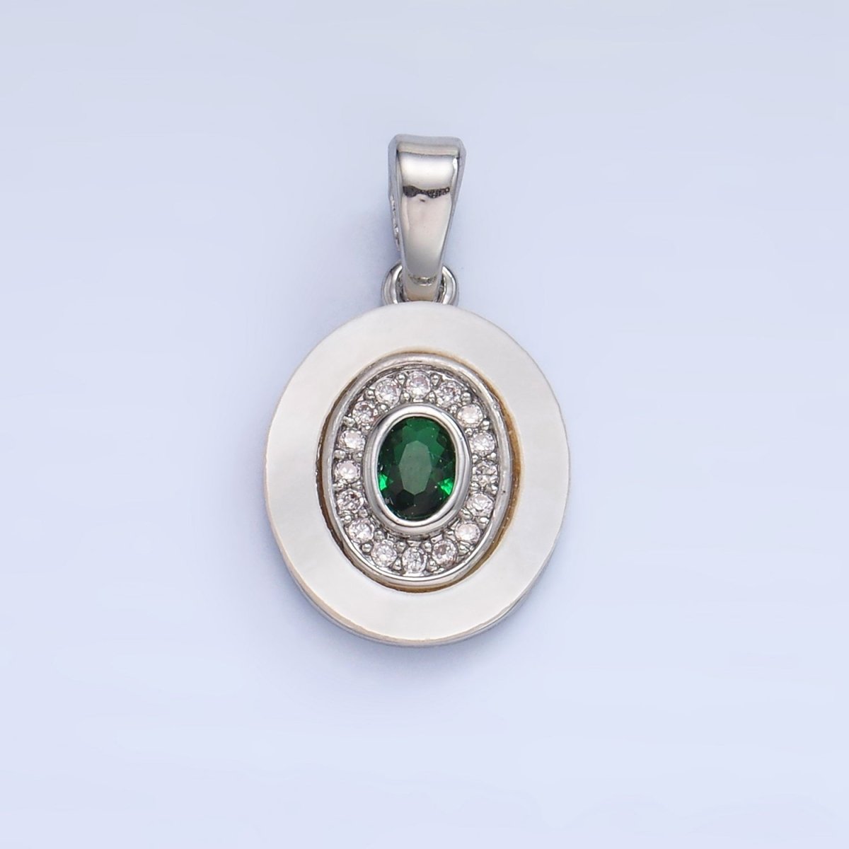 24K Gold Filled Turquoise, Green, Red CZ Shell Pearl Oval Pendant | AA1041 - AA1043 - DLUXCA