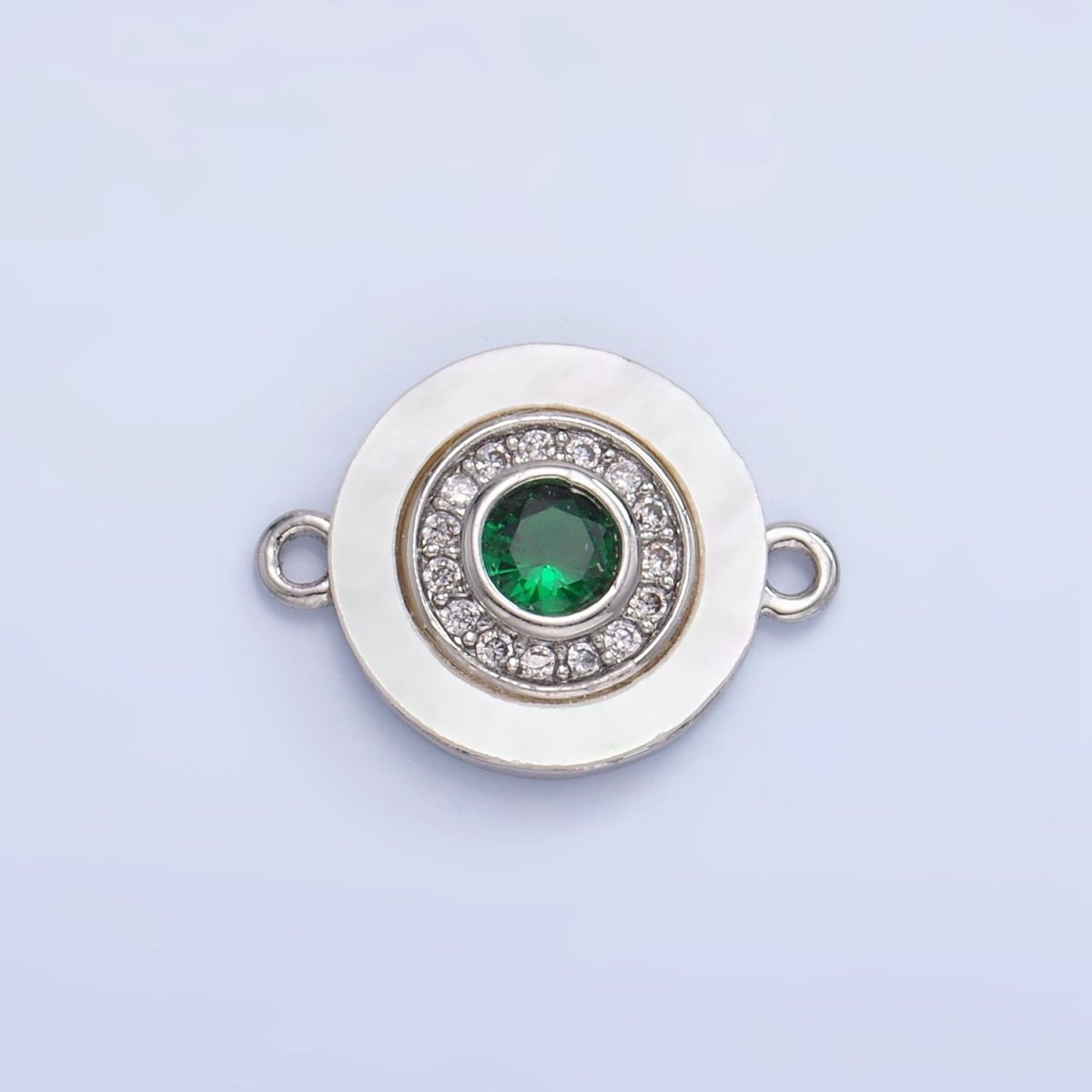 24K Gold Filled Turquoise, Green, Red CZ Shell Pearl Round Connector | F769 - F793 - DLUXCA