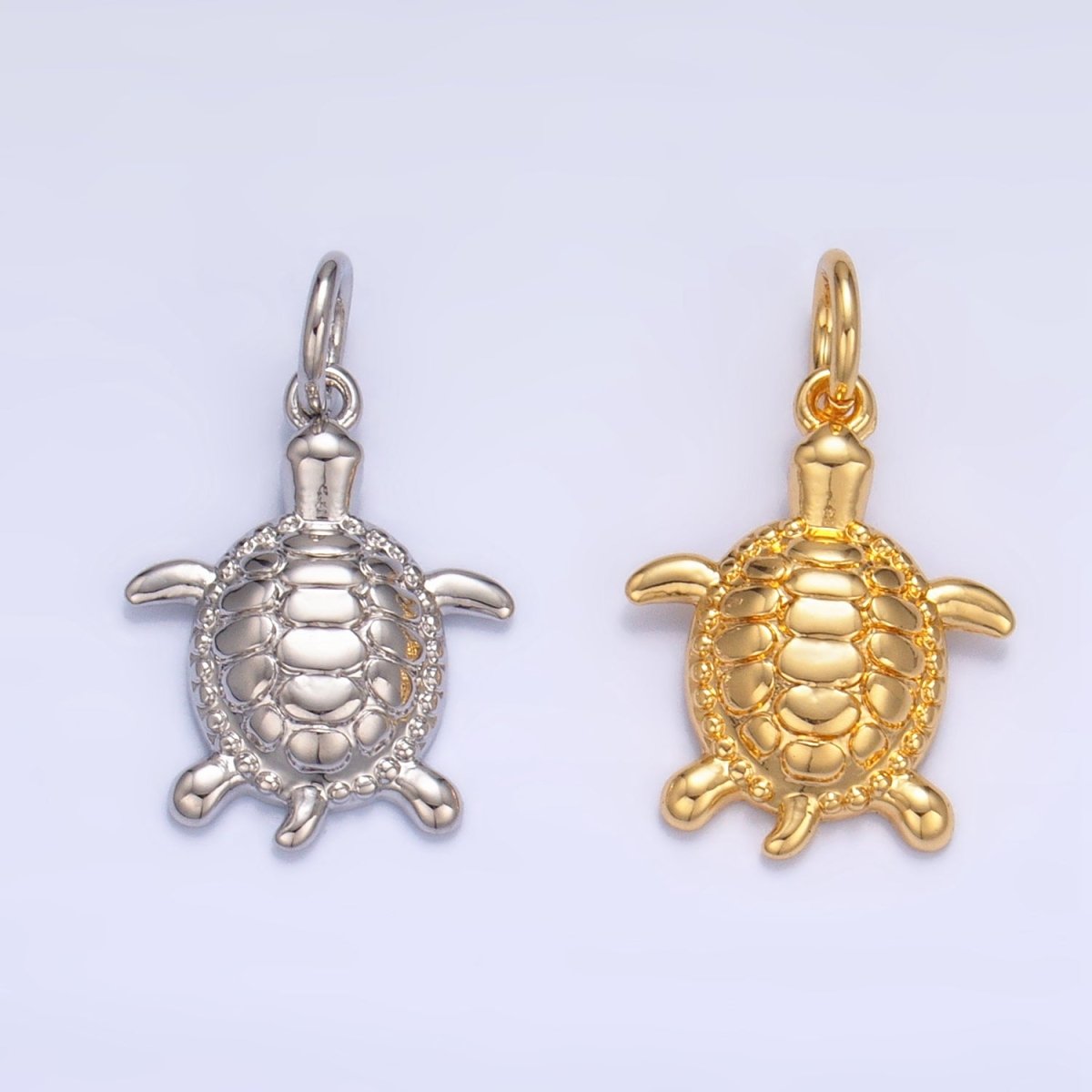 24K Gold Filled Turtle Minimalist Sea Ocean Animal Charm in Gold & Silver | AG836 - DLUXCA