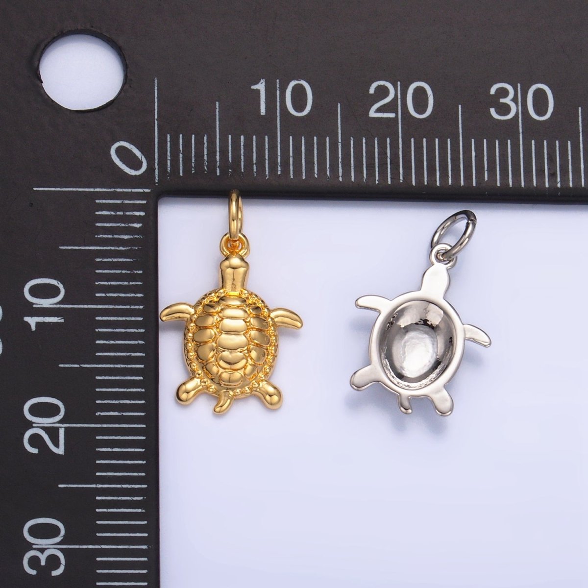 24K Gold Filled Turtle Minimalist Sea Ocean Animal Charm in Gold & Silver | AG836 - DLUXCA