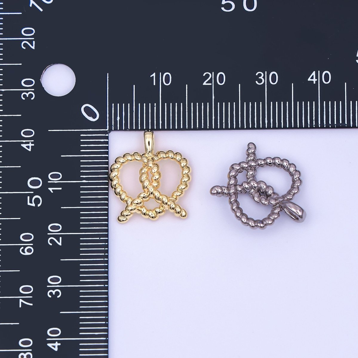 24K Gold Filled Twisted Baked Pretzel Pendant in Gold & Silver | AH465 - DLUXCA