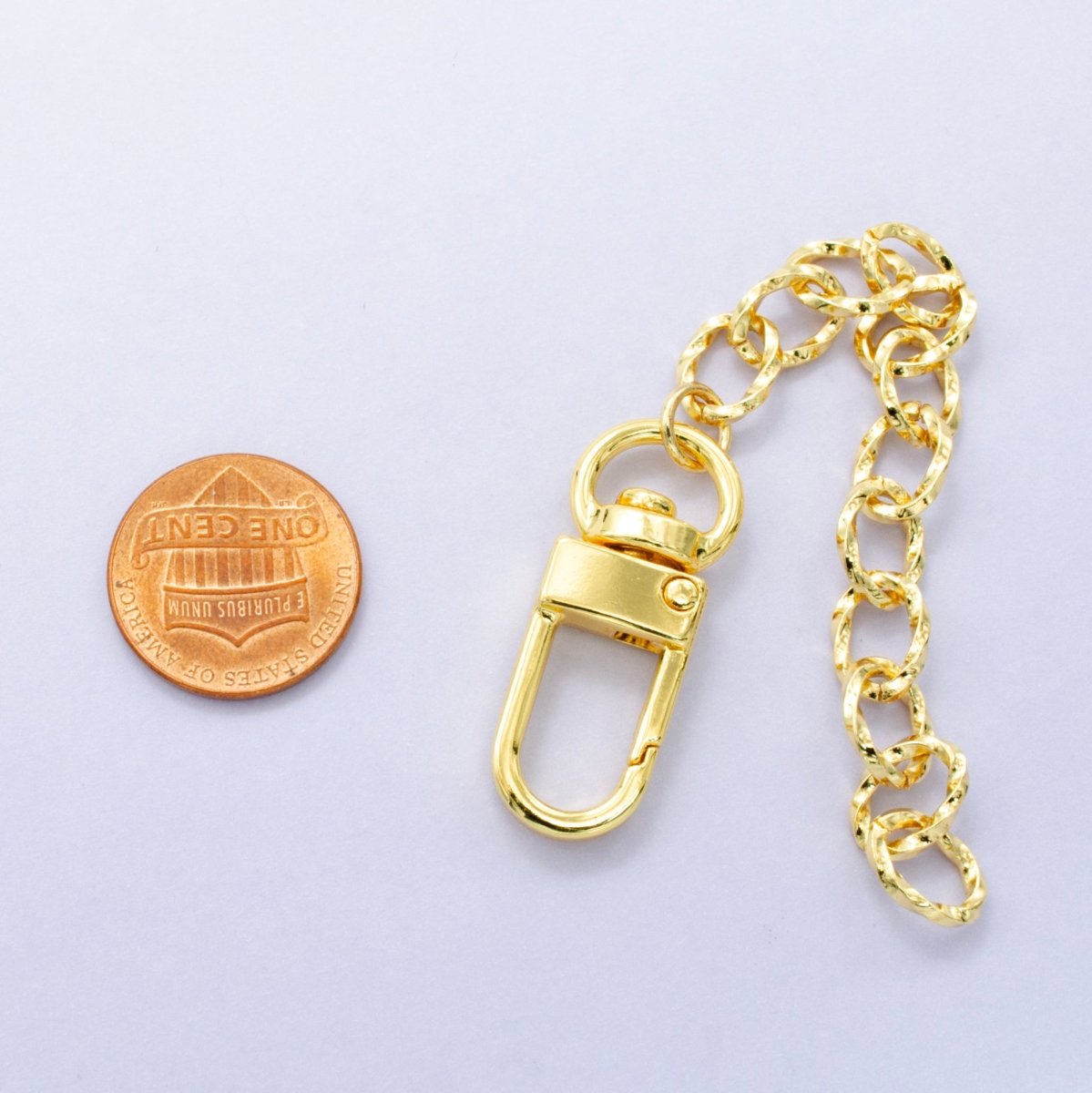 24K Gold Filled Twisted Cable Chain Bag Purse Charm Swivel Keychain Findings | WA - 2903 - DLUXCA