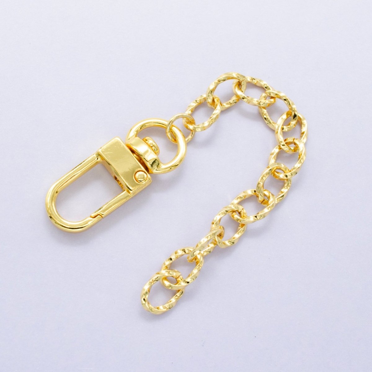 24K Gold Filled Twisted Cable Chain Bag Purse Charm Swivel Keychain Findings | WA - 2903 - DLUXCA