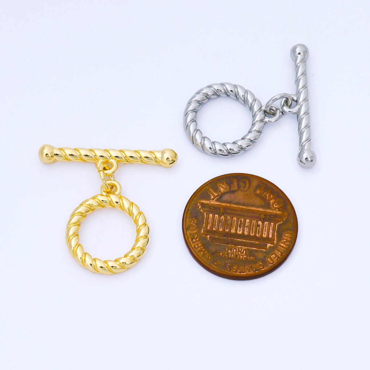 24K Gold Filled Twisted Rope Toggle Clasp OT Clasp Finding in Gold & Silver | Z1490 - DLUXCA