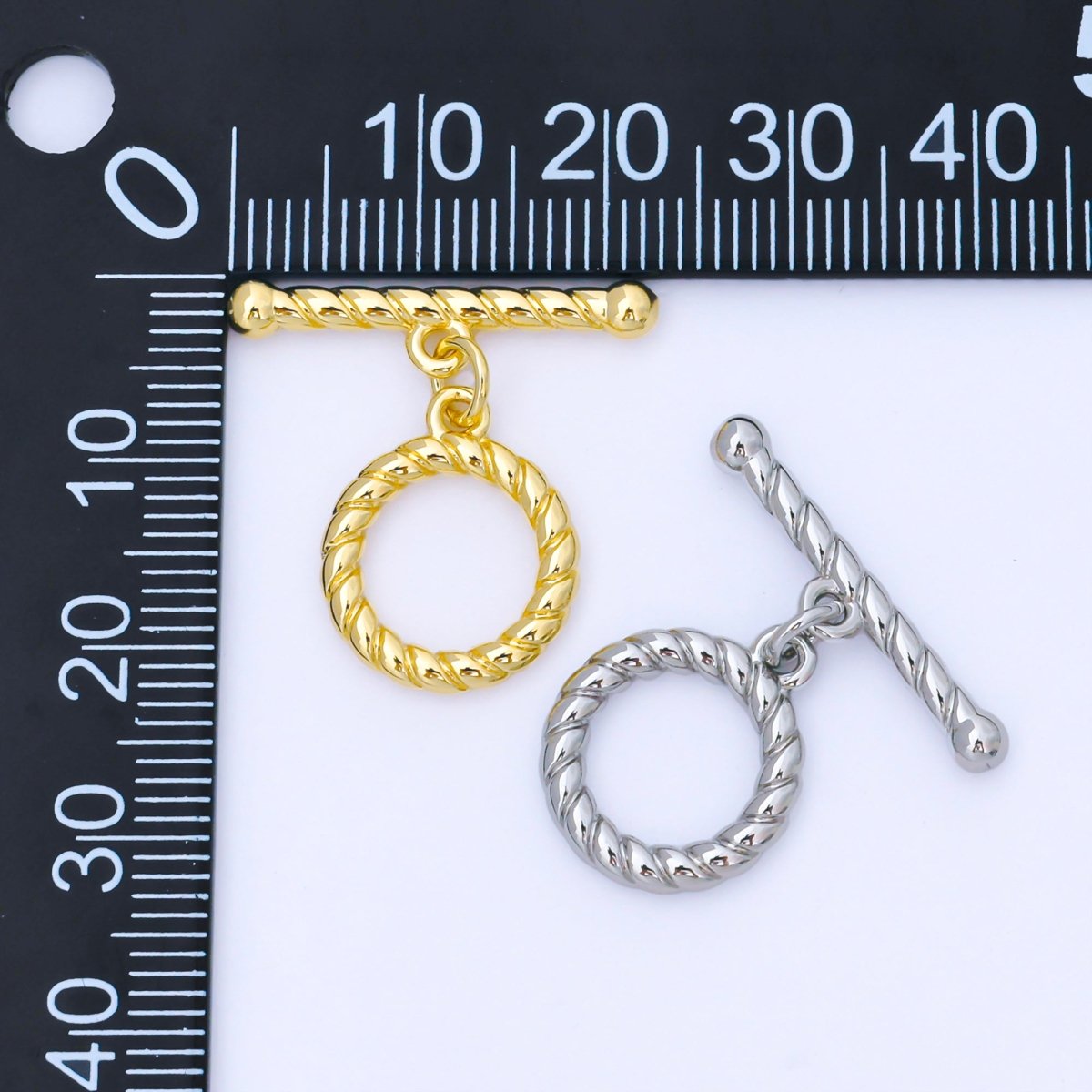 24K Gold Filled Twisted Rope Toggle Clasp OT Clasp Finding in Gold & Silver | Z1490 - DLUXCA