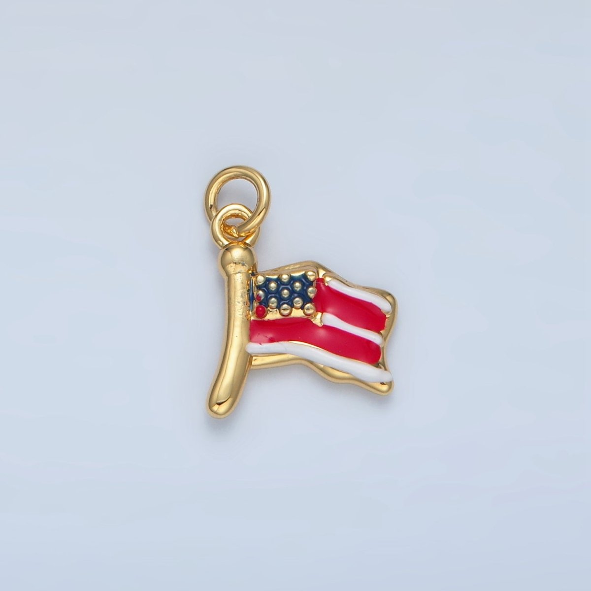 24K Gold Filled United States of America USA Flag Charm in Gold & Silver | N770 - DLUXCA