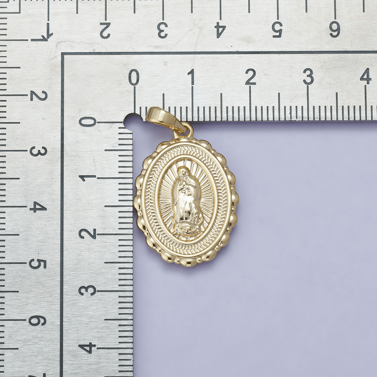 24K Gold Filled Virgin Mary Medallion Sunburst Religious Lady of Guadalupe Pendant | H00484 - DLUXCA