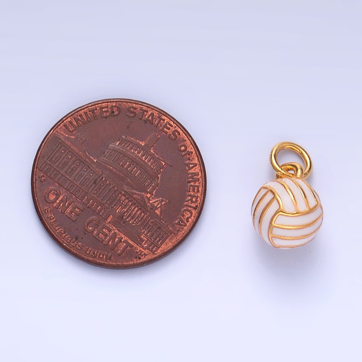 24K Gold Filled Volley Ball Enamel Multidimensional 3D Charm | W434 - DLUXCA