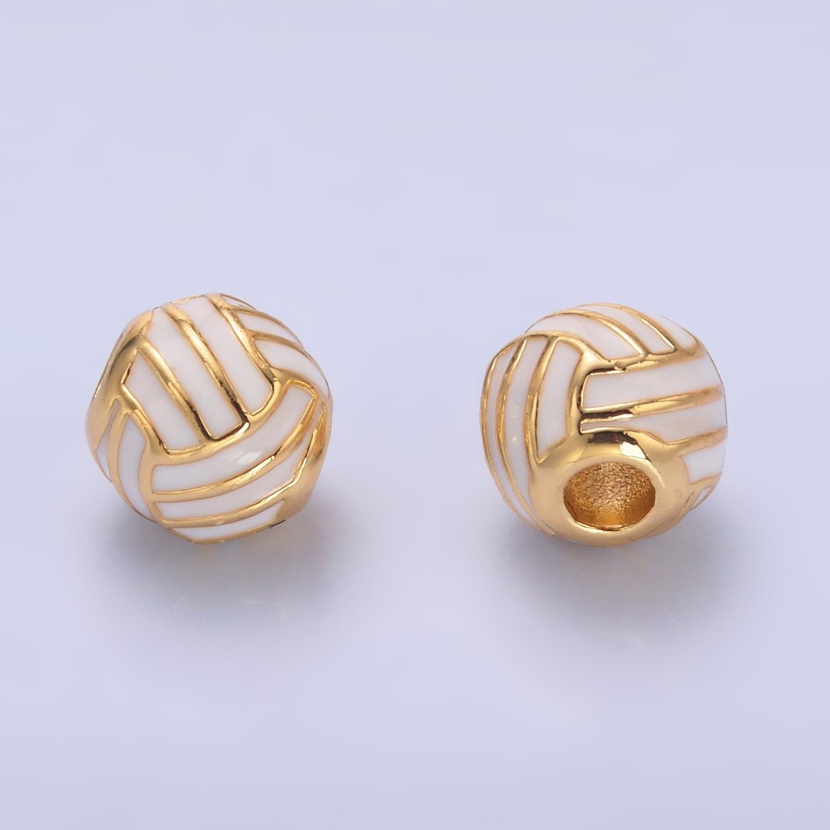 24K Gold Filled Volley Ball Sports Enamel Bead | B184 - DLUXCA