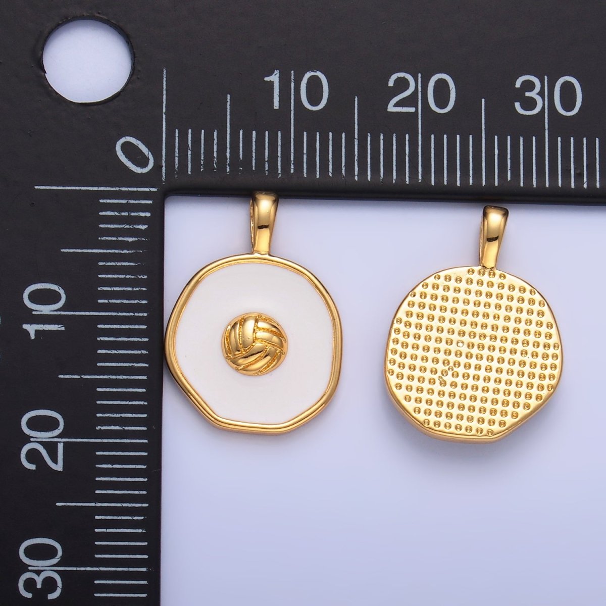 24K Gold Filled Volleyball Sports Stamped Round Pendant | AA1089 - DLUXCA