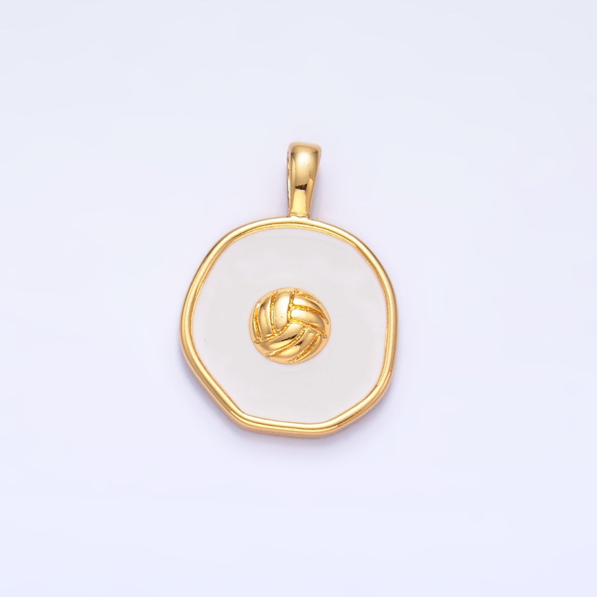 24K Gold Filled Volleyball Sports Stamped Round Pendant | AA1089 - DLUXCA