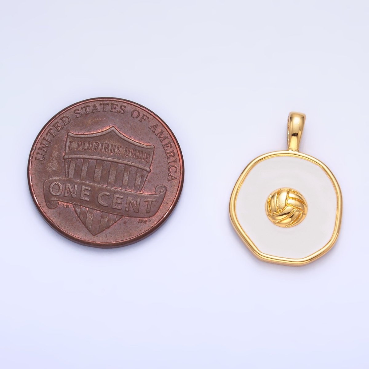 24K Gold Filled Volleyball Sports Stamped Round Pendant | AA1089 - DLUXCA