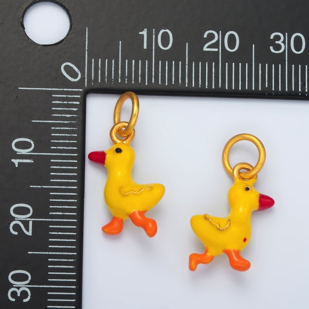 24K Gold Filled Walking Yellow Duck Enamel Charm | M145 - DLUXCA