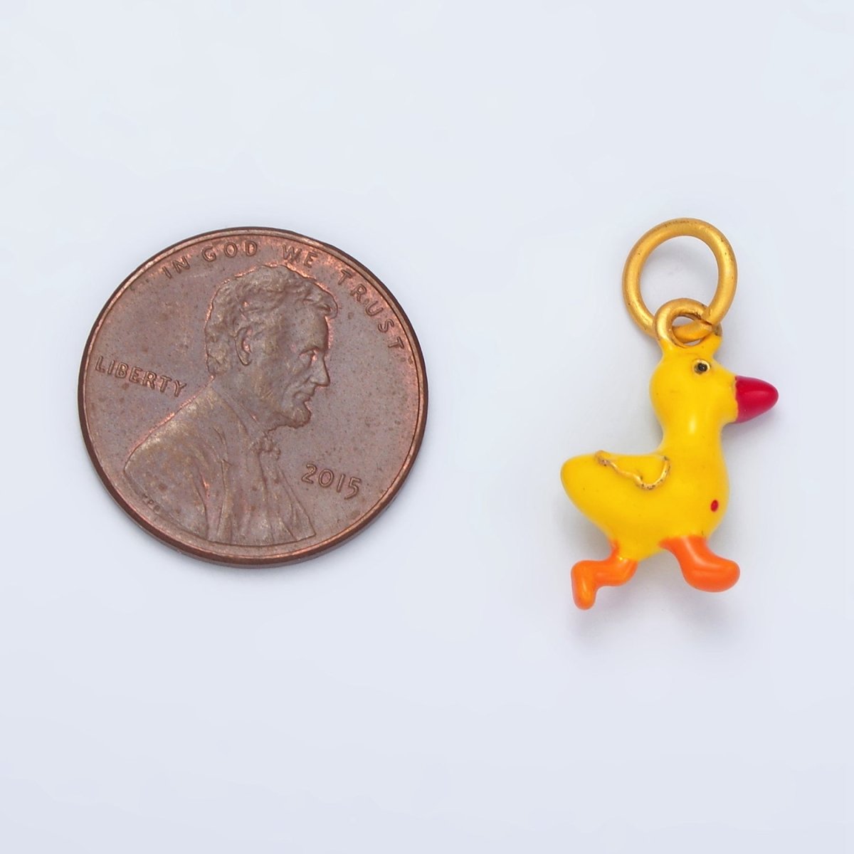 24K Gold Filled Walking Yellow Duck Enamel Charm | M145 - DLUXCA