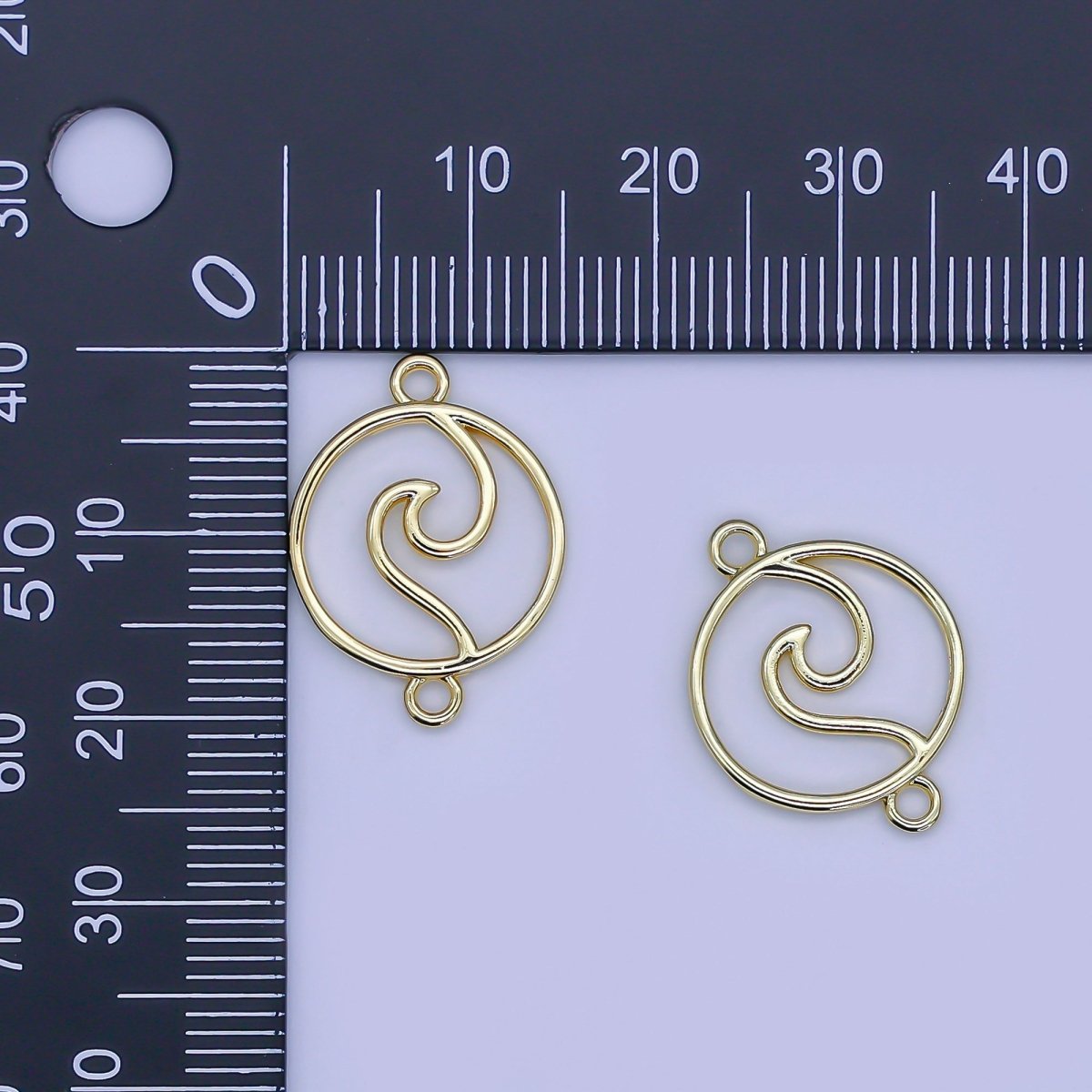 24K Gold Filled Water Tribe Wave Sign Emblem Connector | Y - 016 - DLUXCA