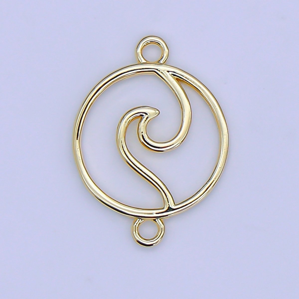 24K Gold Filled Water Tribe Wave Sign Emblem Connector | Y - 016 - DLUXCA
