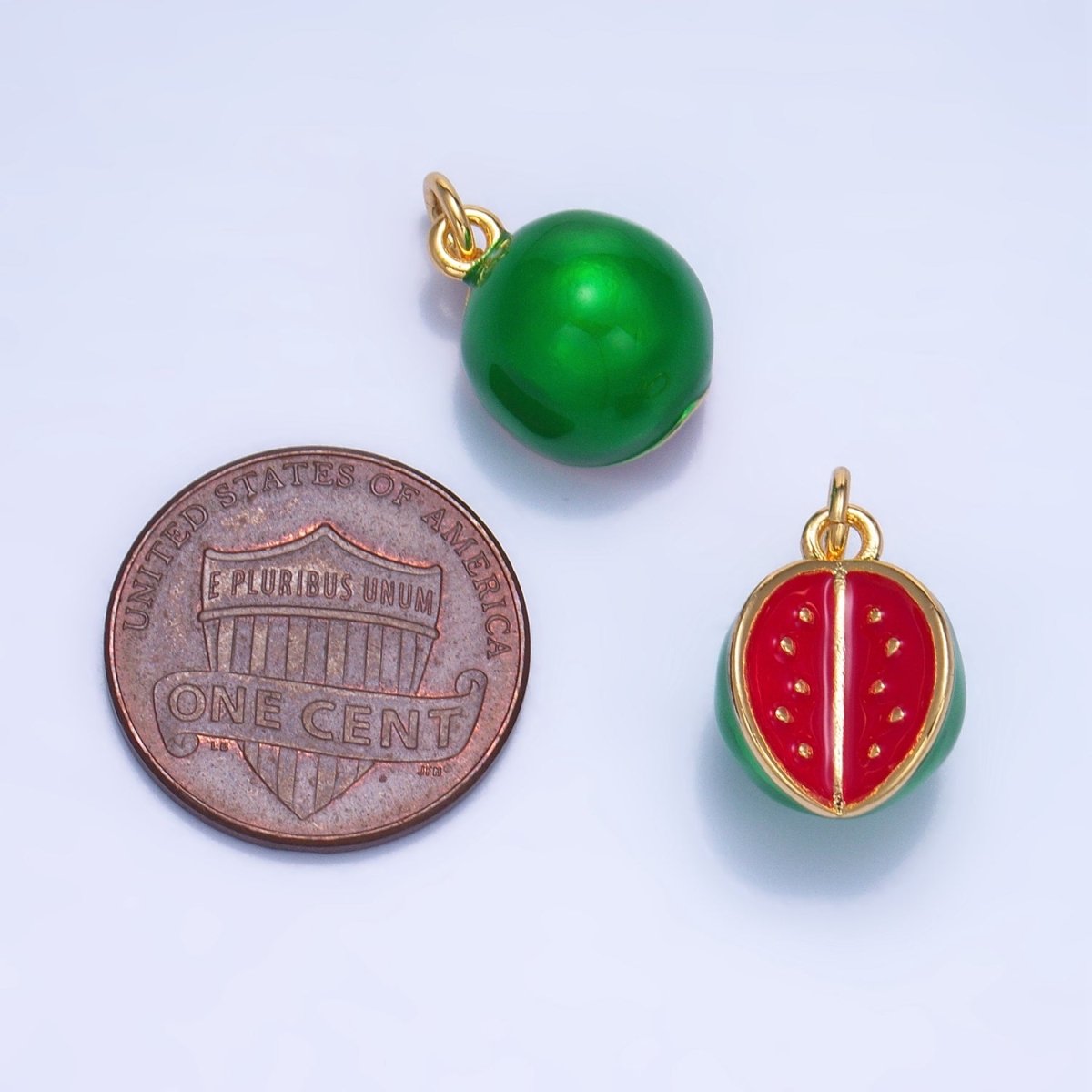 24K Gold Filled Watermelon Fruit Enamel Mini Multidimensional Charm | W059 - DLUXCA