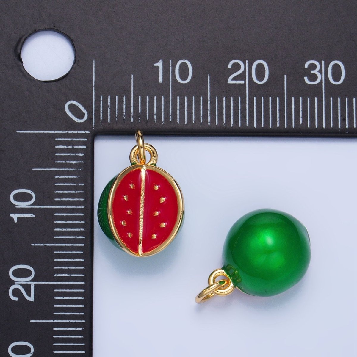 24K Gold Filled Watermelon Fruit Enamel Mini Multidimensional Charm | W059 - DLUXCA