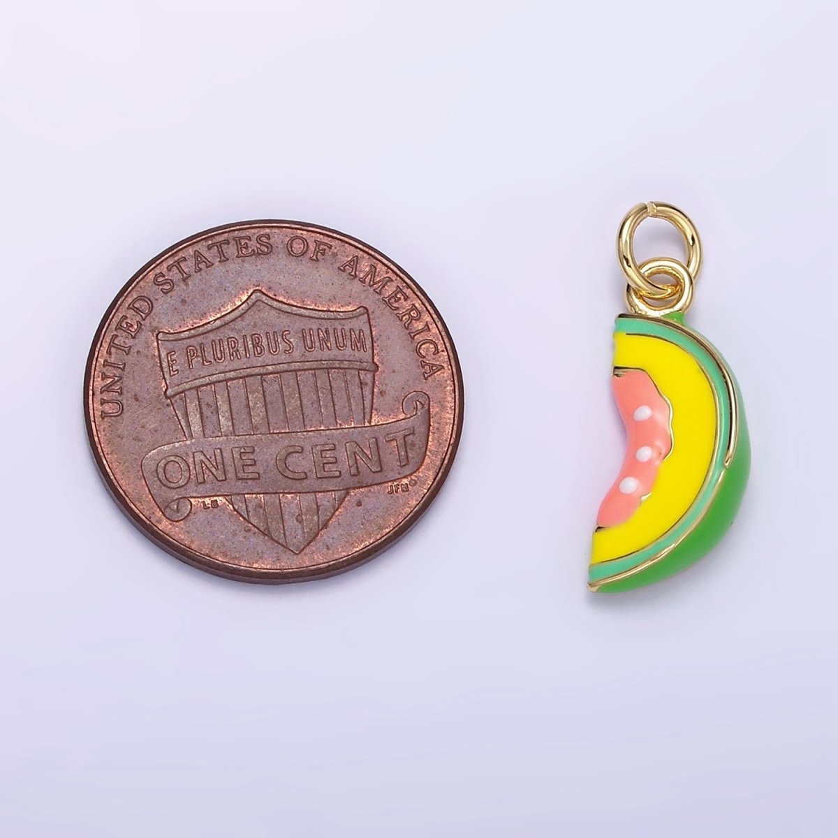 24K Gold Filled Watermelon Fruit Slice Enamel Charm | D024 - DLUXCA