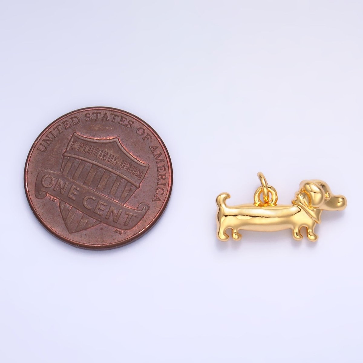 24K Gold Filled Weiner Dachshund Dog 3D Multidimensional Charm in Gold & Silver | W349 - DLUXCA