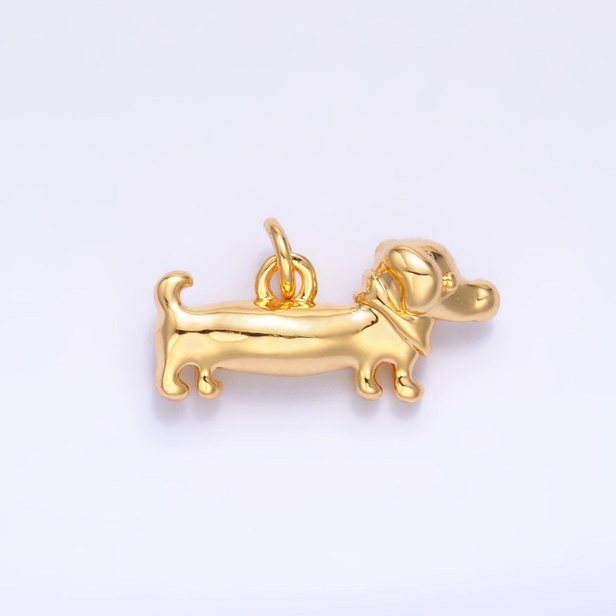 24K Gold Filled Weiner Dachshund Dog 3D Multidimensional Charm in Gold & Silver | W349 - DLUXCA