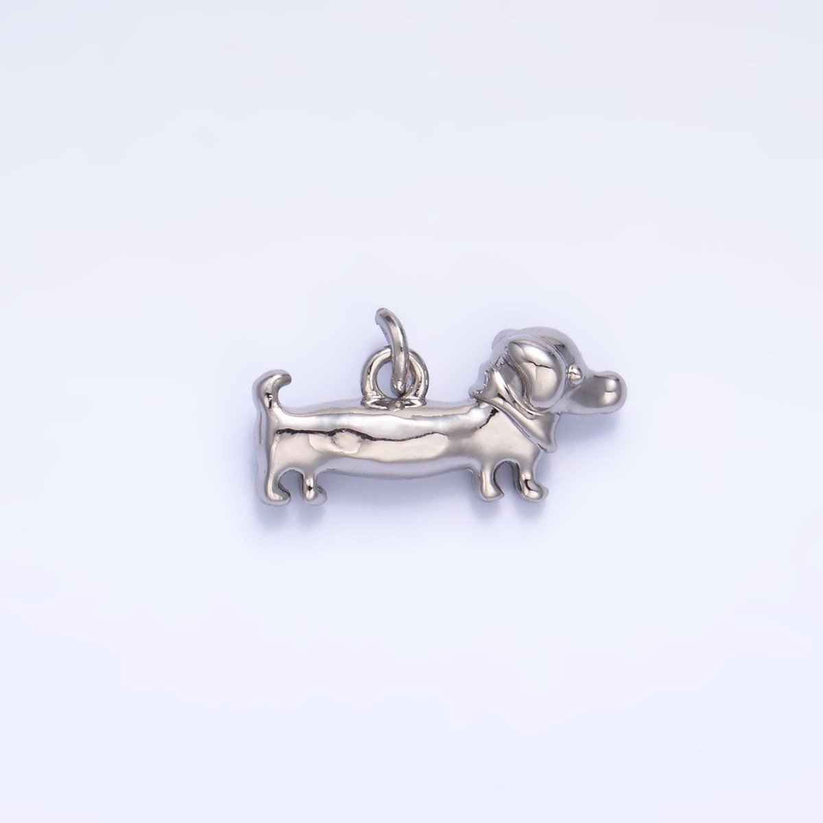 24K Gold Filled Weiner Dachshund Dog 3D Multidimensional Charm in Gold & Silver | W349 - DLUXCA