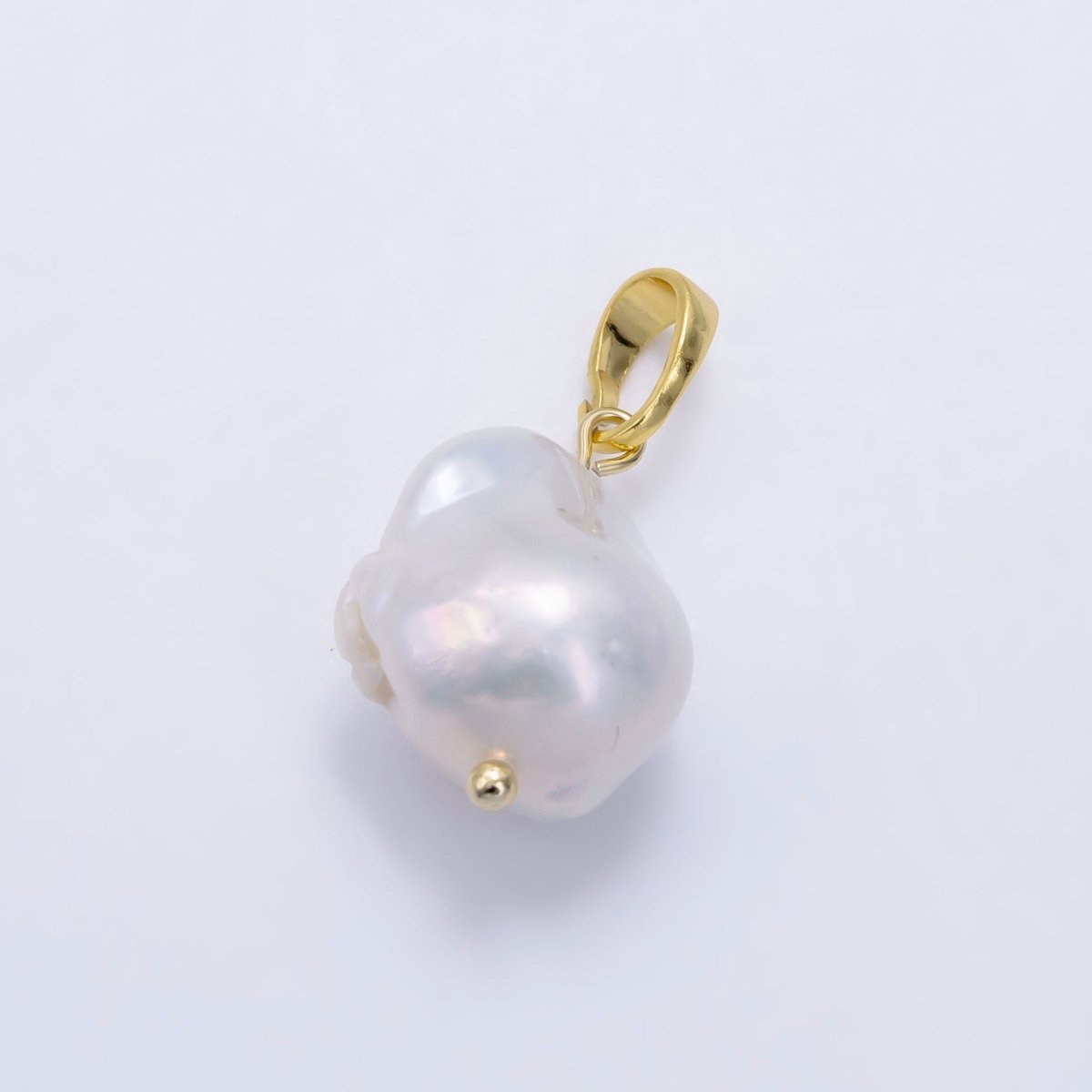 24K Gold Filled White Baroque Freshwater Pearl Pendant | P1885 - DLUXCA