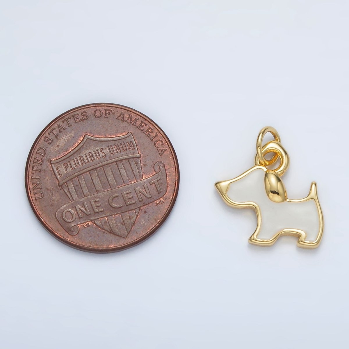 24K Gold Filled White Enamel Dog Animal Mini Charm | AC099 - DLUXCA
