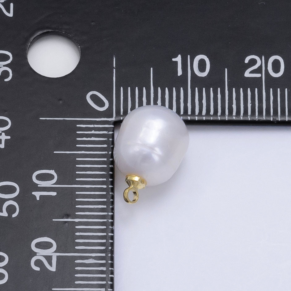 24K Gold Filled White Freshwater Pearl Charm | P1879 - DLUXCA