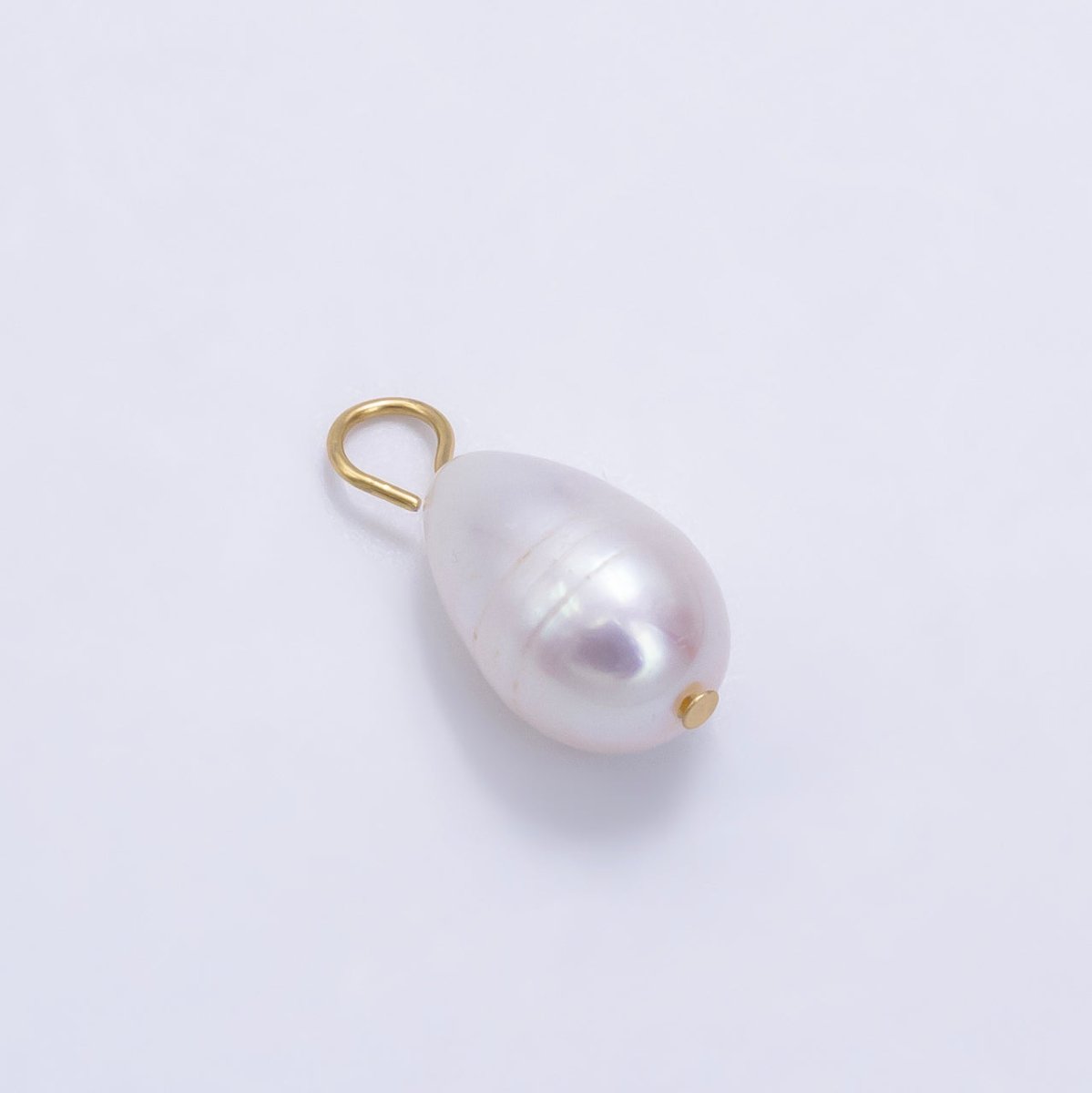 24K Gold Filled White Freshwater Pearl Handmade Wire Bail Charm | P1886 - DLUXCA