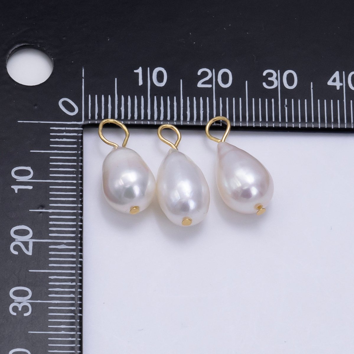 24K Gold Filled White Freshwater Pearl Handmade Wire Bail Charm | P1886 - DLUXCA