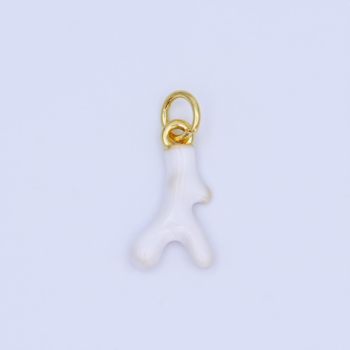 24K Gold Filled White Geometric Coral Reef Enamel Charm | AF452 - DLUXCA
