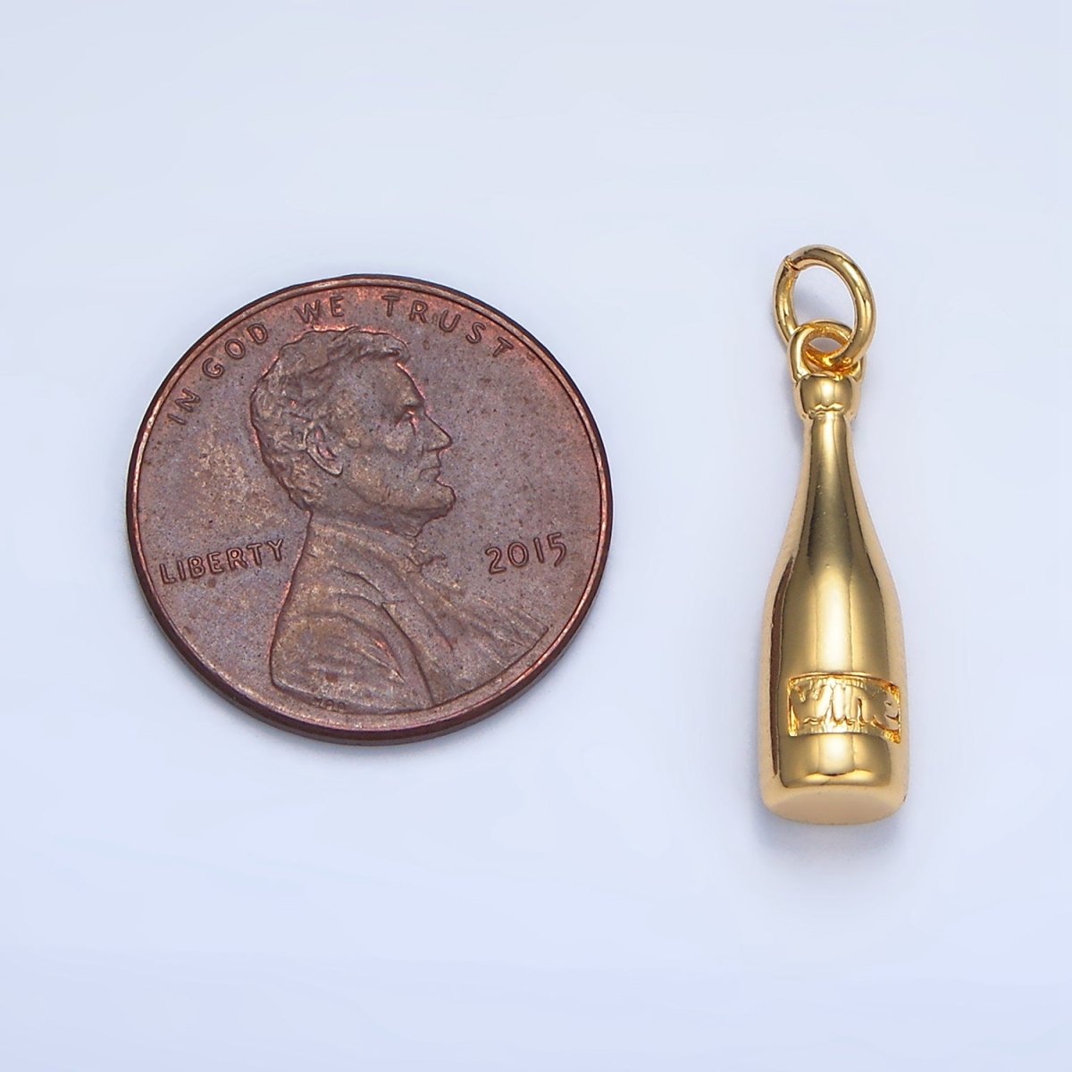 24K Gold Filled "Wine" Bottle Alcoholic Drink Mini Charm | X863 - DLUXCA