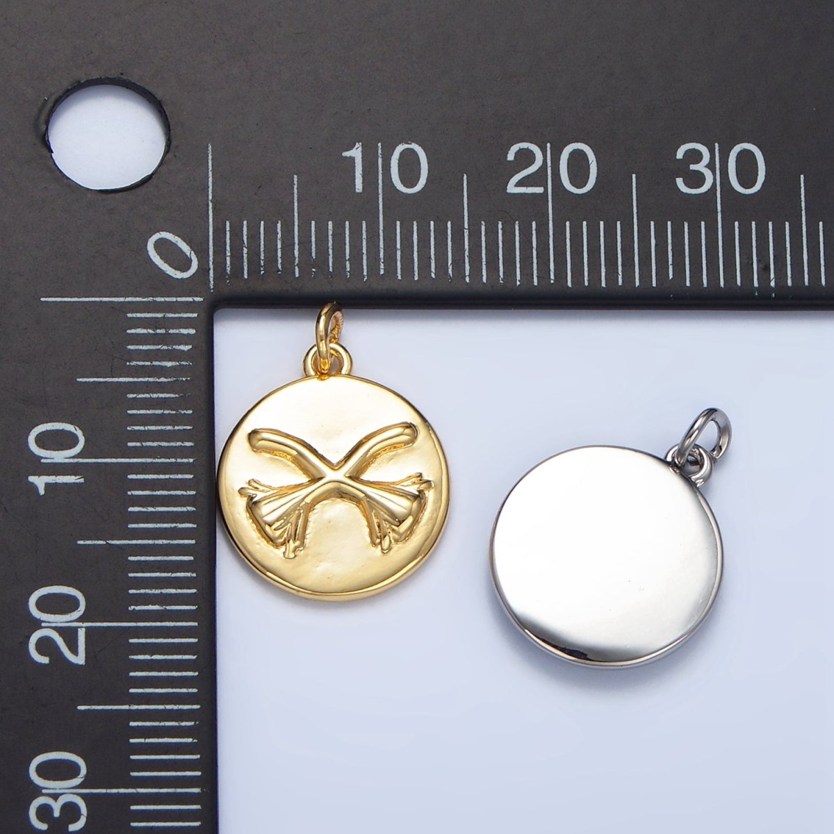 24K Gold Filled Witch Broom Round Charm in Gold & Silver | W011 - DLUXCA