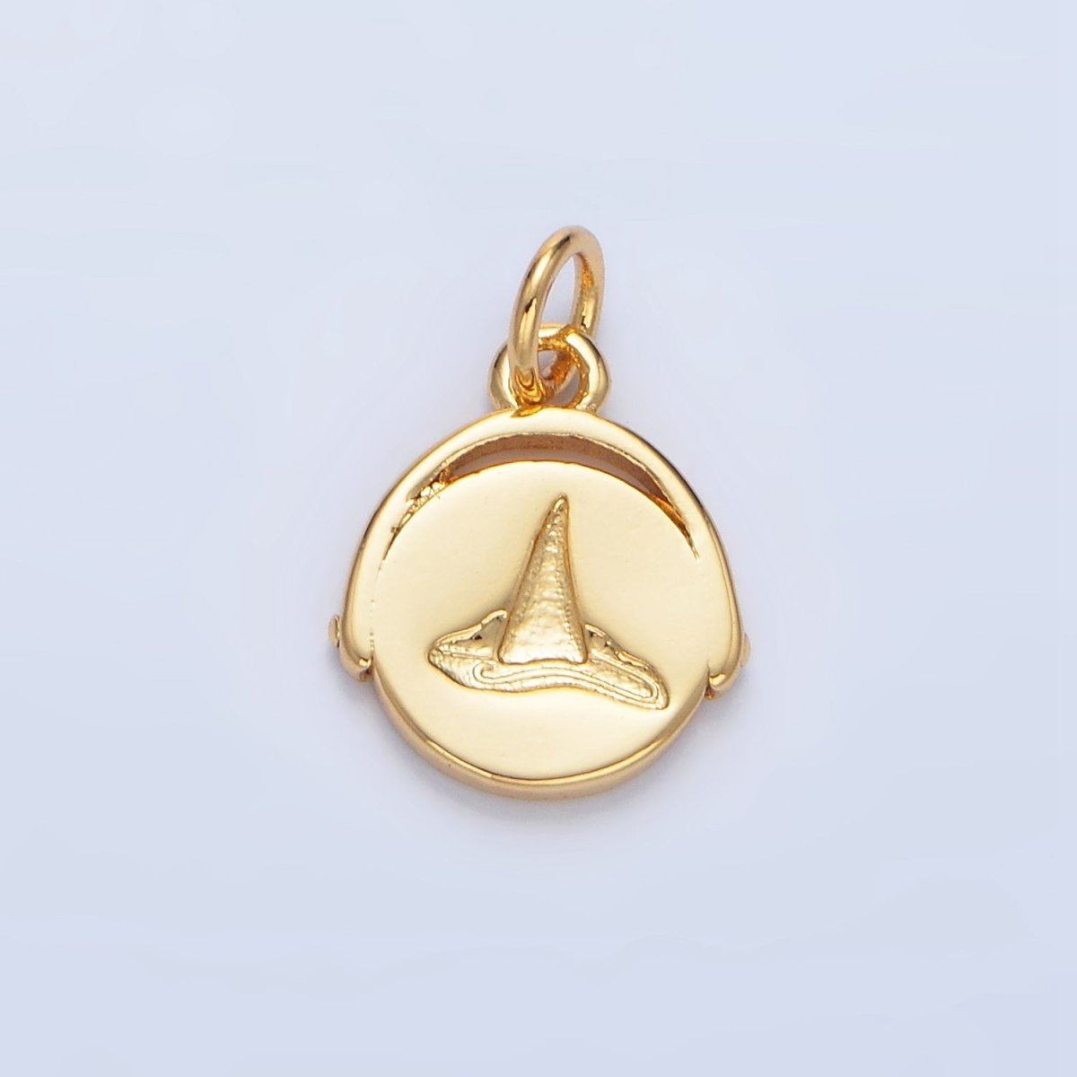 24K Gold Filled Witch Hat Minimalist Stamped Round Charm in Gold & Silver | X908 - DLUXCA