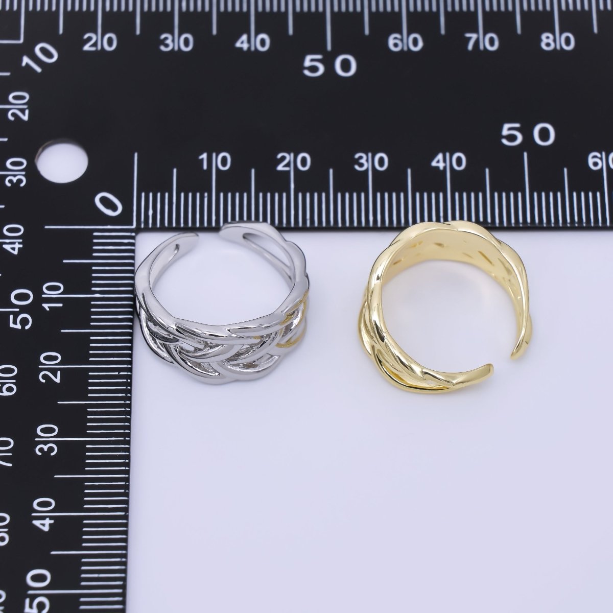 24K Gold Filled Woven Ring Adjustable Cuff Ring | O1659 - DLUXCA