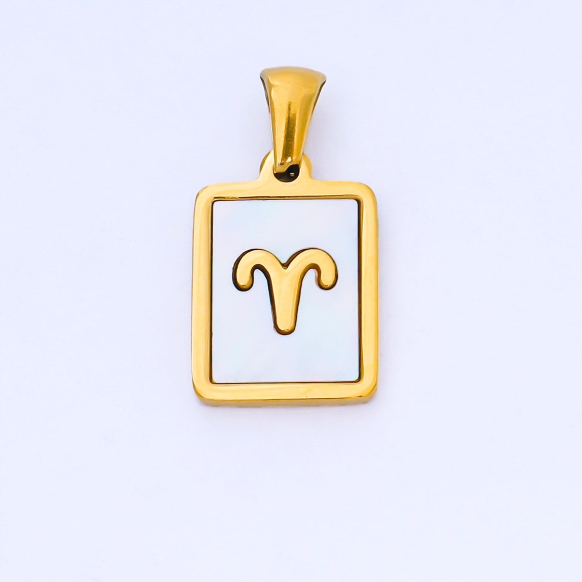 24K Gold Filled Zodiac Sign Shell Pearl Tag Astrology Horoscope Stainless Steel Pendants | A - A1809 - A - A1814 - DLUXCA