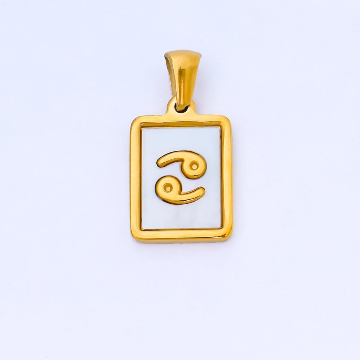 24K Gold Filled Zodiac Sign Shell Pearl Tag Astrology Horoscope Stainless Steel Pendants | A - A1809 - A - A1814 - DLUXCA