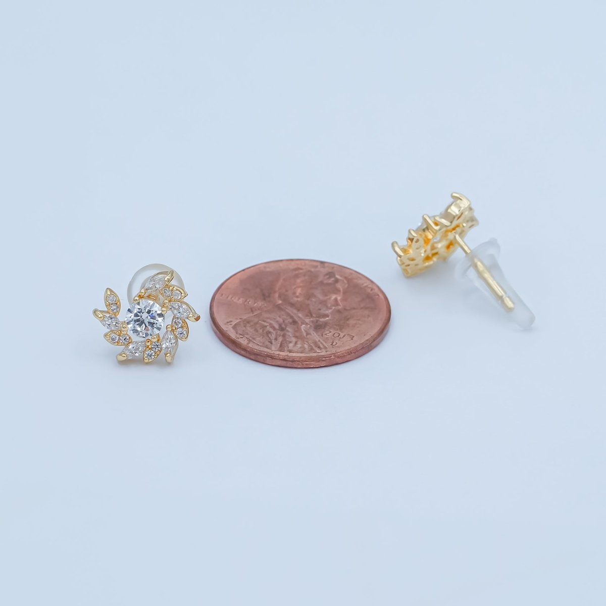 24K Gold Plated Marquise Micro Paved CZ Spiral Stud Earrings Set in Gold & Silver | AB488 AB549 - DLUXCA