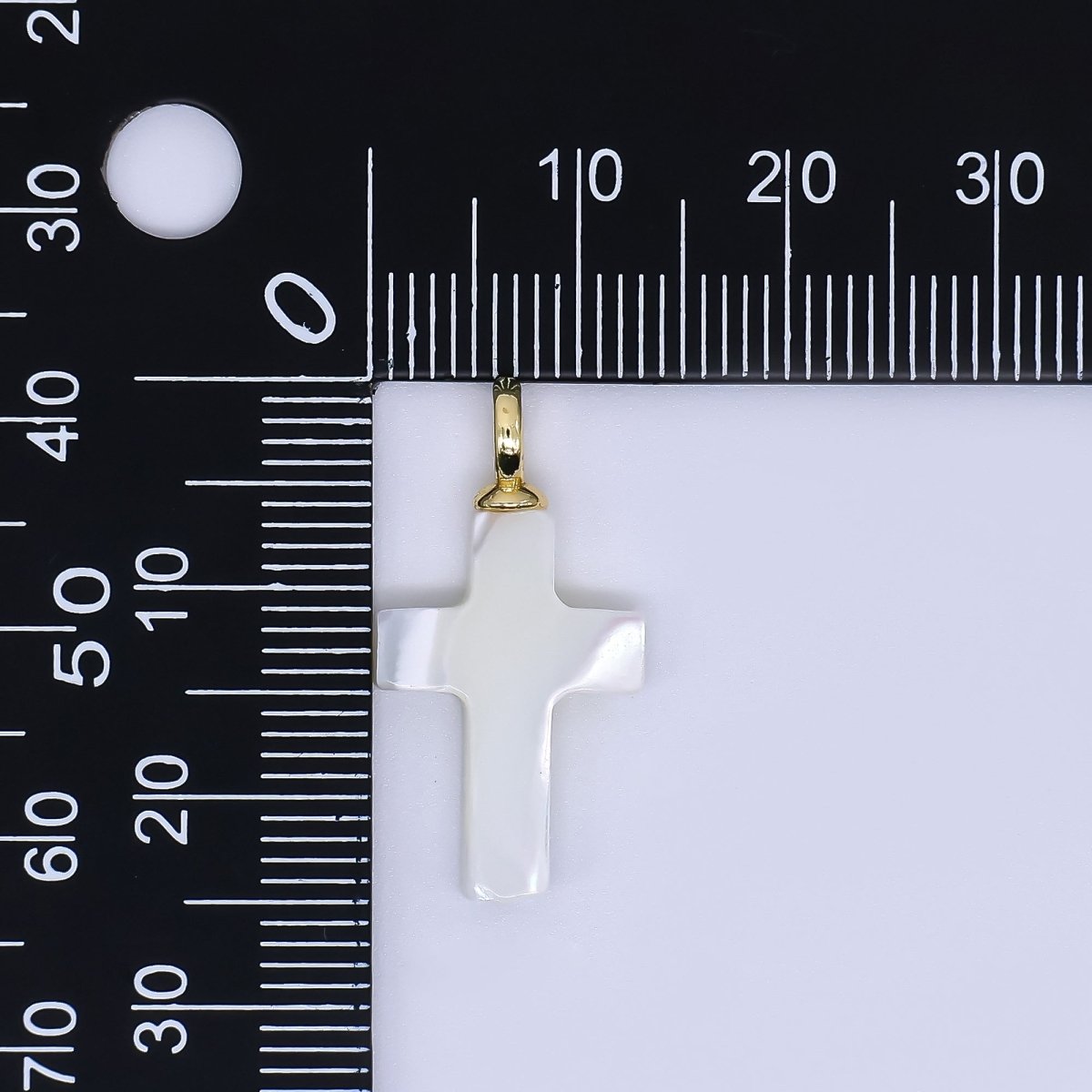 24K Gold Shell Pearl Shiny Holy Cross Charm Pendant | AF - 552 P - 1738 - DLUXCA