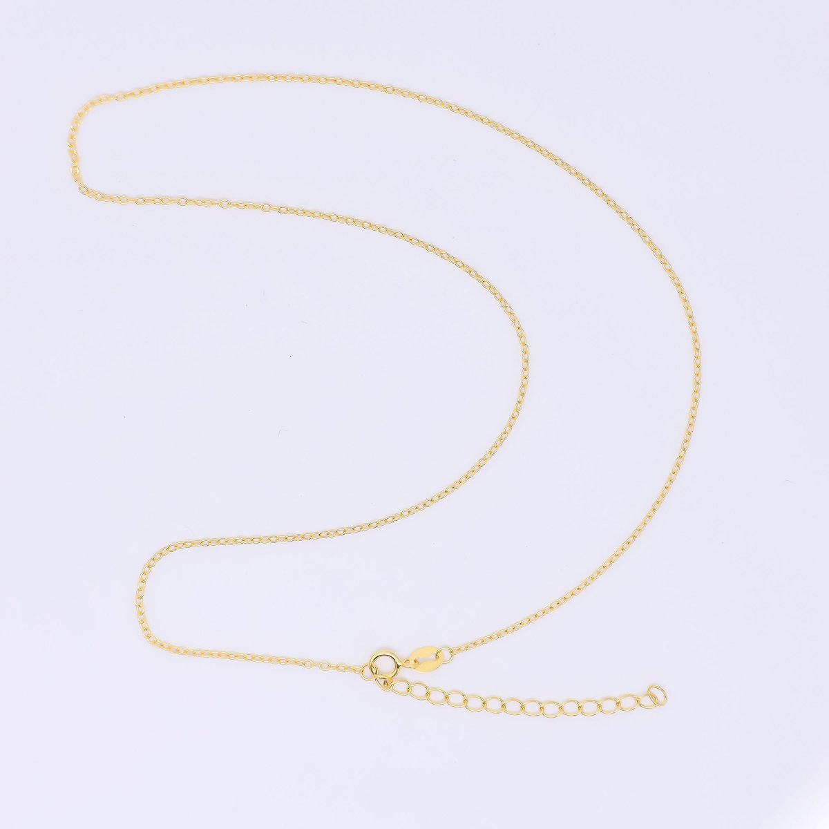 24K Gold Vermeil S925 1.4mm Dainty Classic Cable Chain 16 Inch Necklace | WA - 3244 - DLUXCA