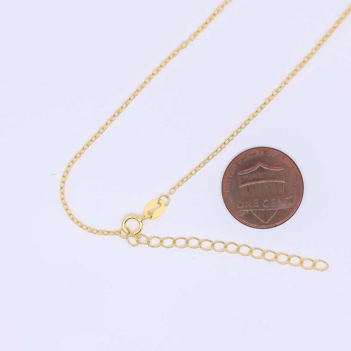 24K Gold Vermeil S925 1.4mm Dainty Classic Cable Chain 16 Inch Necklace | WA - 3244 - DLUXCA