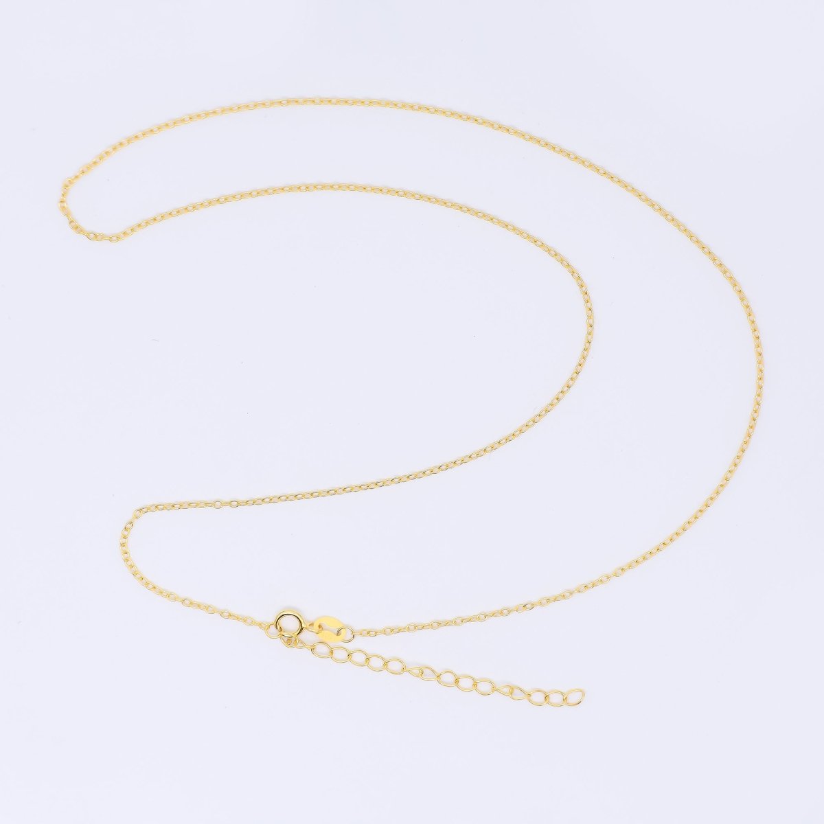 24K Gold Vermeil S925 1.4mm Dainty Classic Cable Chain 18 Inch Necklace | WA - 3245 - DLUXCA